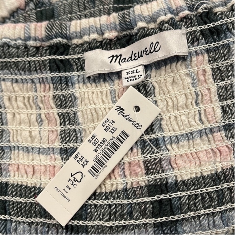 Madewell Lucie Elbow-Sleeve Smocked Mini
Dress in Lebaum Plaid XXL - Picture 7 of 8